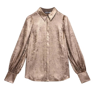 Mint Velvet Gold Metallic Long Sleeve Shirt